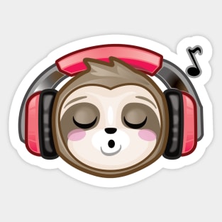 Sloth whistling listening to music Sticker